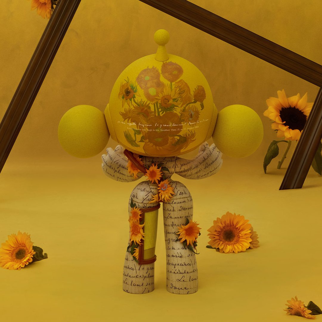 POP MART - MEGA α SKULLPANDA 400% Tournesols du Musée Van Gogh