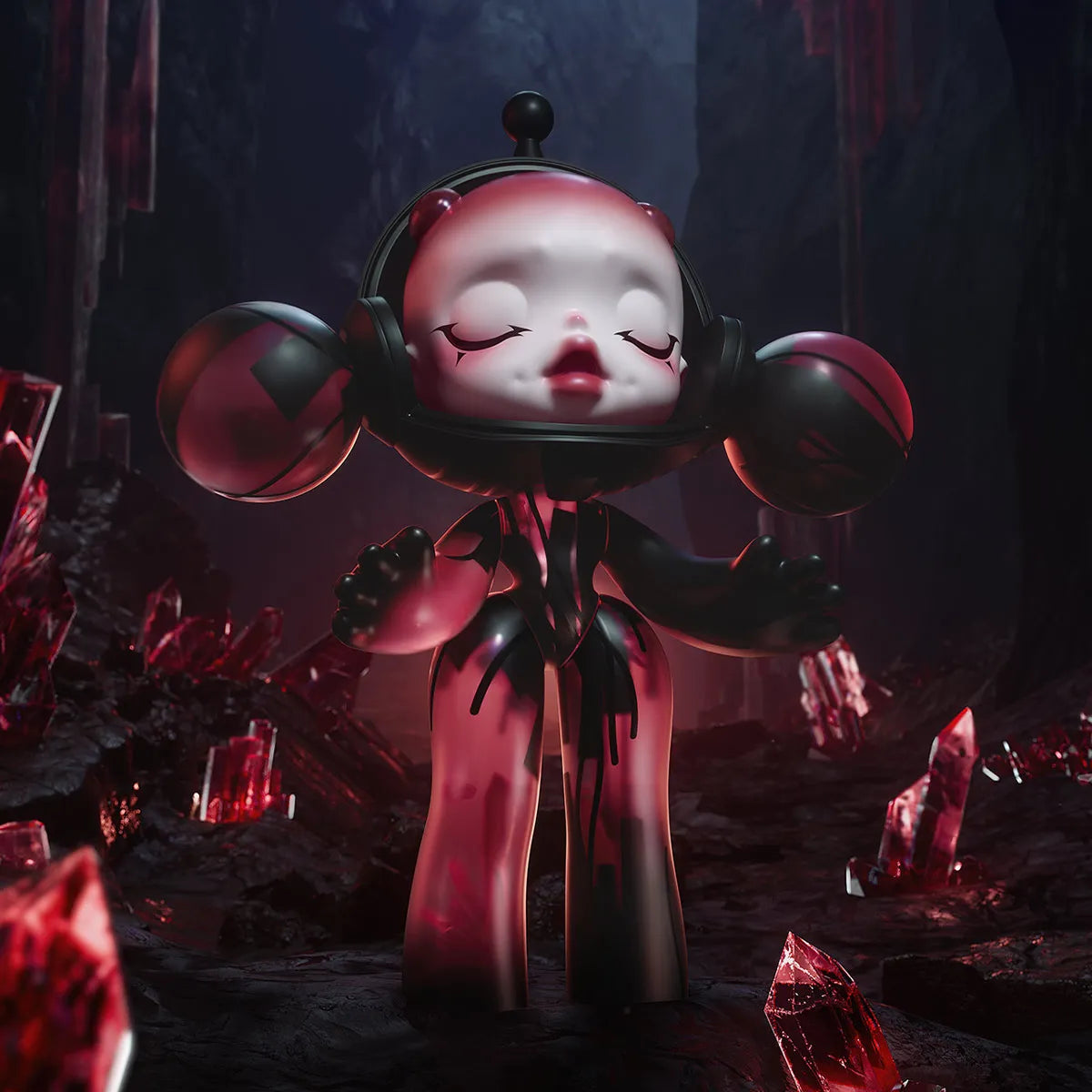 POP MART - MEGA α SKULLPANDA 400% CRISTAL ROUGE
