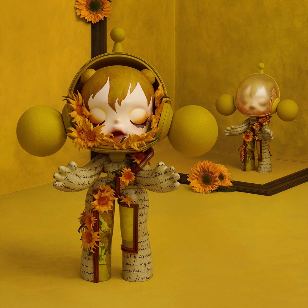 POP MART - MEGA α SKULLPANDA 400% Tournesols du Musée Van Gogh